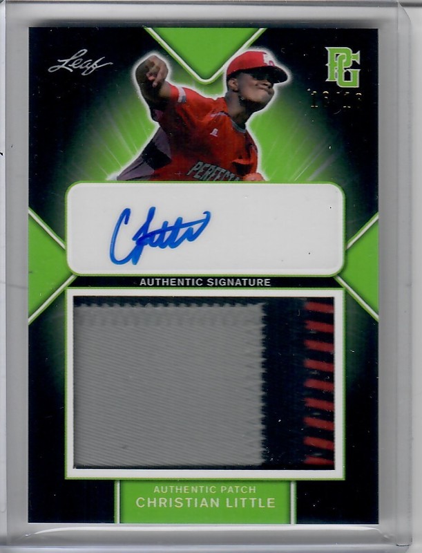 2020 Leaf Metal Perfect Game All-American CHRISTIAN LITTLE JERSEY AUTO 16/16
