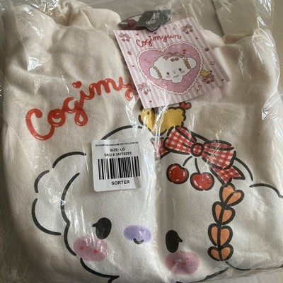 Cogimyun & Ebi-chan Cream Gingham Bow Drawstring Hoodie w Pocket juniors Large