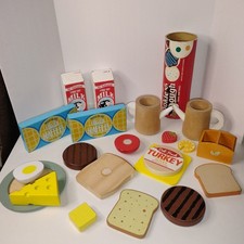 Melissa And Doug Wooden Kitchen Pretend Play Food Breakfast Cookies Waffles