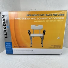 Guardian Bath And Shower Bench with Back and Arms Adjustable Height Max 350lb
