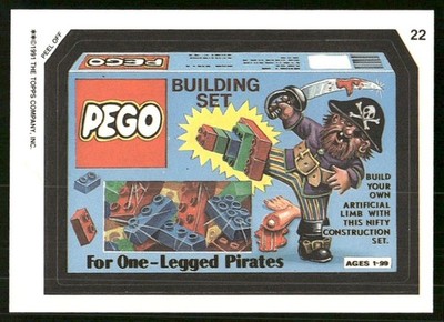 Pego Lego Pirate 1991 Topps Wacky Packages Sticker Card #22 (NM)