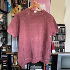 VTG 60s 70s Maroon Raglan Short Sleeve Sweatshirt Adult large