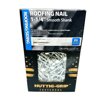 Open Box (843) pcs Huttig-Grip 1-1/4 in Roofing Siding Nails Smooth Shank, 4 lb