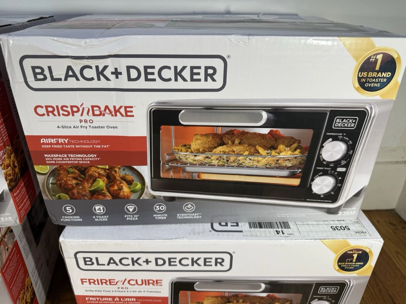Black + Decker Crisp ‘N Bake PRO 4-Slice Air Fry Toaster Oven Easy View Door NEW