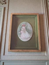 Vintage Framed Victorian Lady Oval Portrait Shadow Box Wall Art Decor