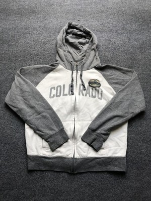 Camp David Hoodie Mens Large Gray White Full Zip Colorado Broadmoor Patch Raglan