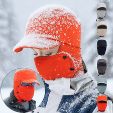 Warm Winter Russian Aviator Ushanka Hat with Ear Flaps Face Mask for Men Women