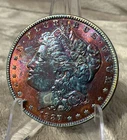 1887 MORGAN SILVER DOLLAR GEM BU RAINBOW TONING #2724