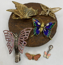Vintage fashion butterfly lot of 6 pc, hair clip, brooches, zip pull,