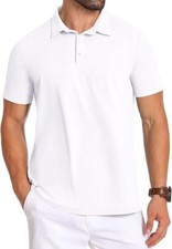 DKNY Men's Moisture Wicking Polo Shirt - MD, White MSRP 69.50