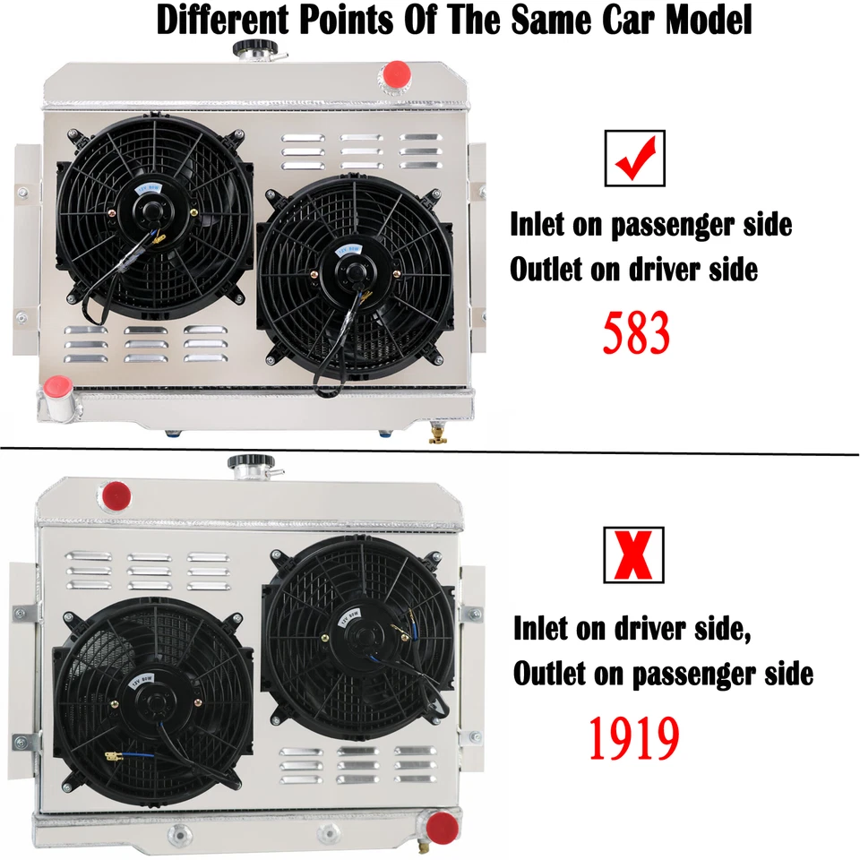 3 Row Aluminum Radiator&Shroud Fan for 1972-86 Jeep CJ CJ5/CJ6/CJ7 Scrambler Foto 2 de 4