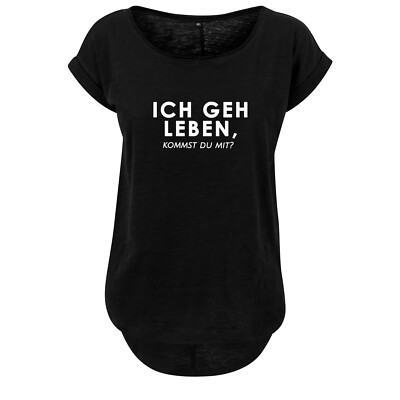Ladies fashion Oversize Shirt Damen Tanktop Ich geh Le... - Schwarz & Weiß - NEU