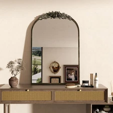 Vintage Baroque Arch Wall Mirror Metal Frame Entryway Living Room Decor Mirror