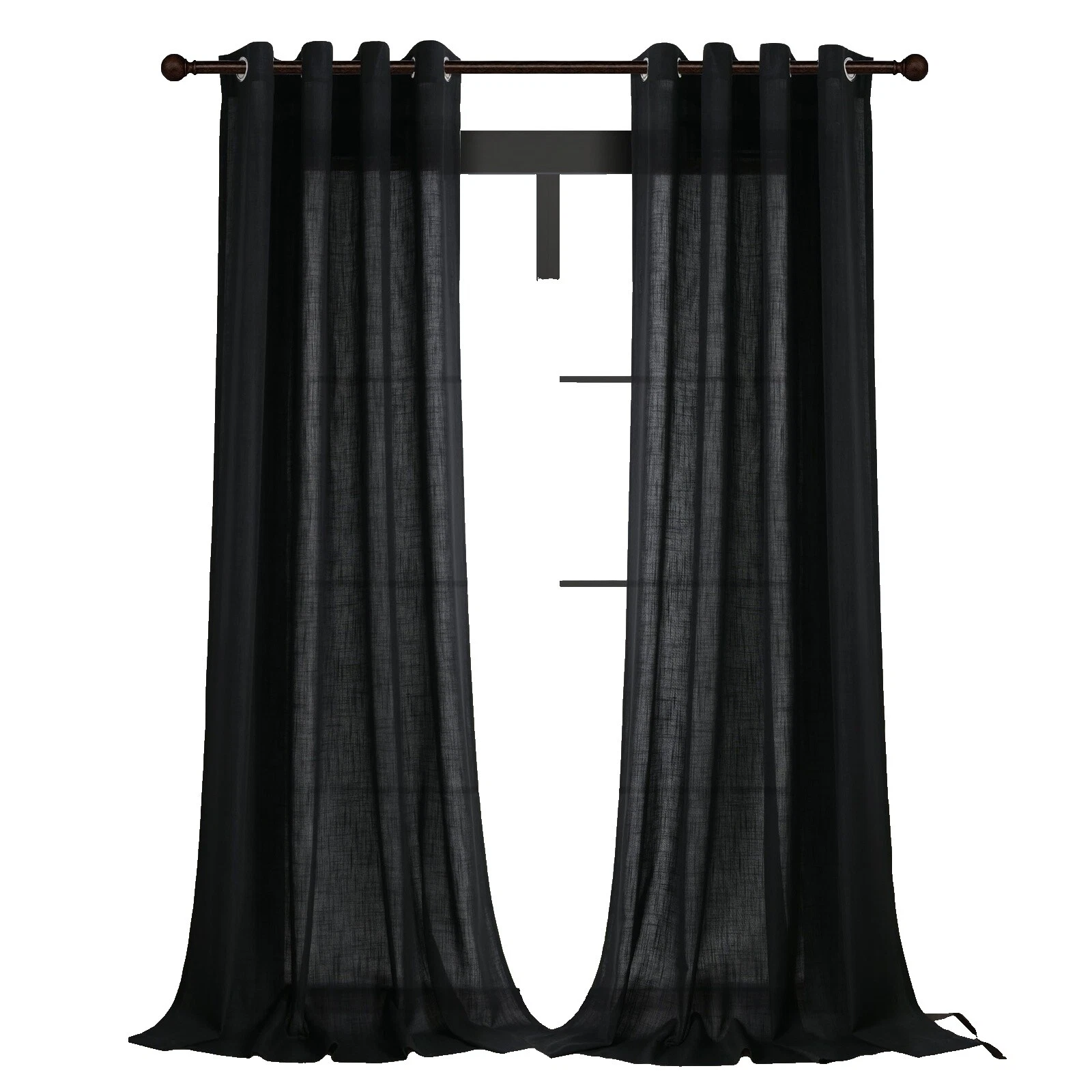 Mezcla de Algodón Cortinas de Ventana Negro Sólido