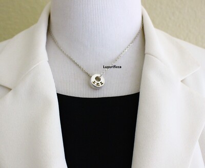 5 DAYS SALE AUTH. Hermes ''CLARTE'' Silver 925 Necklace with H logo Pendant