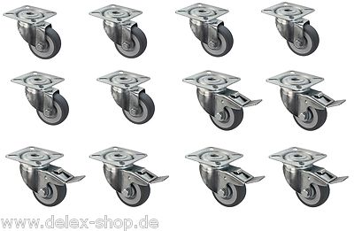 3 Sätze Transportr ollen 50 mm Möbelrolle n Lenkrollen TK 200 kg Platte Bremse