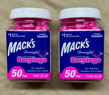 Mack's Dreamgirl Soft Foam Earplugs, 50 Pairs, Pink - Small Ear Plugs - 2-PACK