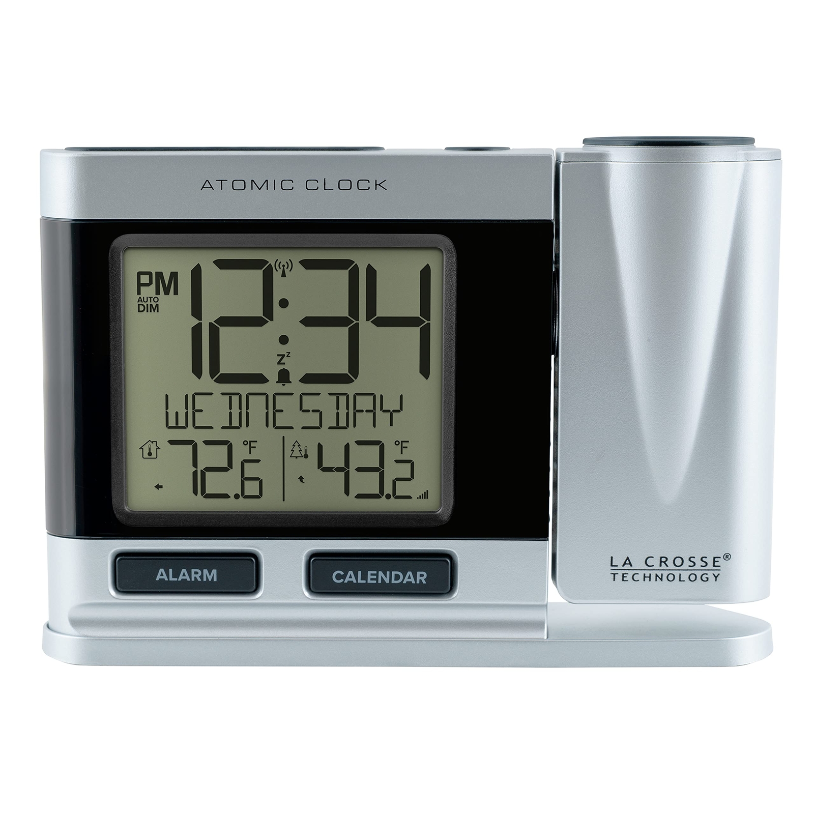 616-12667-INT Silver Atomic Projection Alarm Clock with Temperature-image