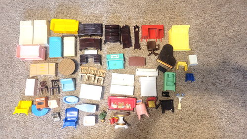 Vintage Ideal Renewal Marx Plasco Markenlos Kunststoff Puppenhaus Möbel Lot Spielzeug - Bild 2 von 24
