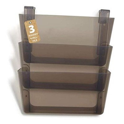  Wall File Holder, Unbreakable 3-Pocket Plastic Letter Wall File, Plastic Wall 