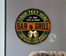 Personalized Bar And Grill Sign Home Bar Den Whisky Beer Dad Gift 100142002004