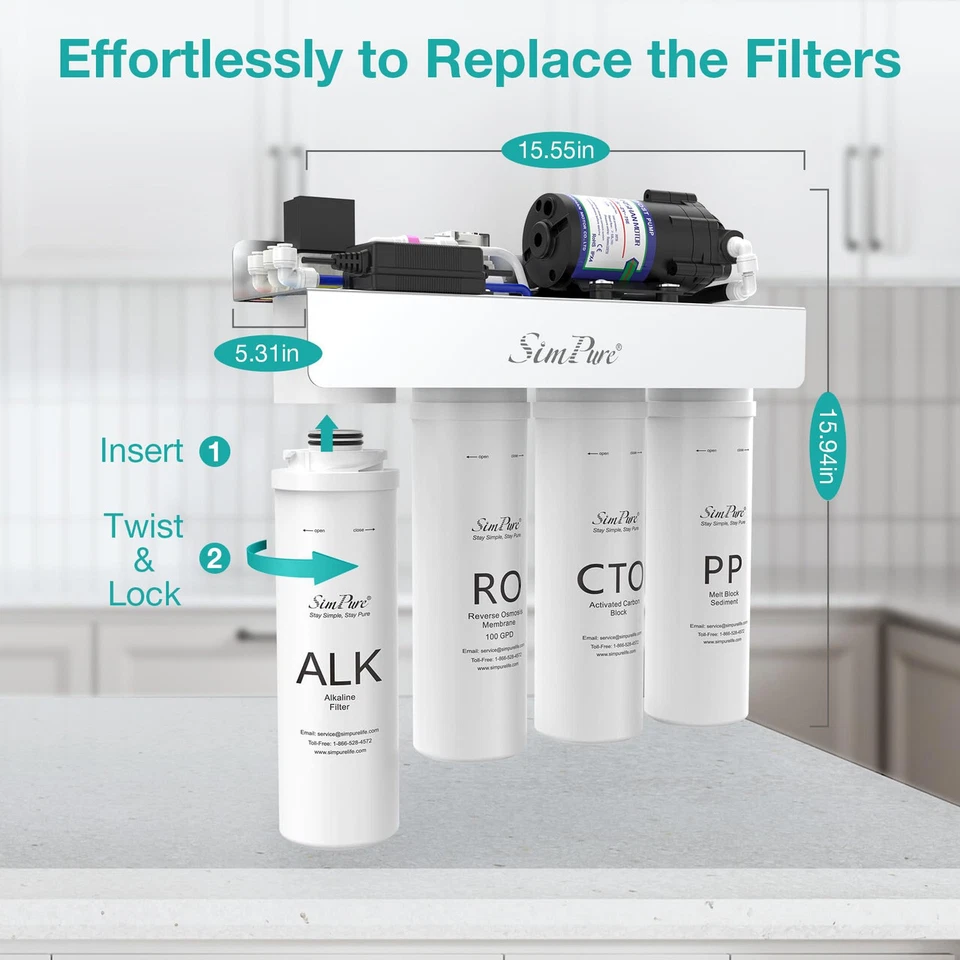 Alkaline Reverse Osmosis Water Filter, Mineral Reverse Osmosis System 8 Stage, N - Image 2 of 4