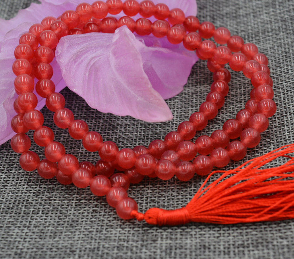 Natural 6mm Red Ruby 108 Prayer Beads Tibet Buddhist Mala Bracelet