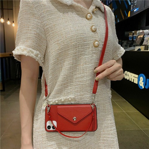 For iPhone 16 15 Pro Max 14 13 12 11 X XR Retro Crossbody Wallet Strap Card Case - Picture 5 of 14