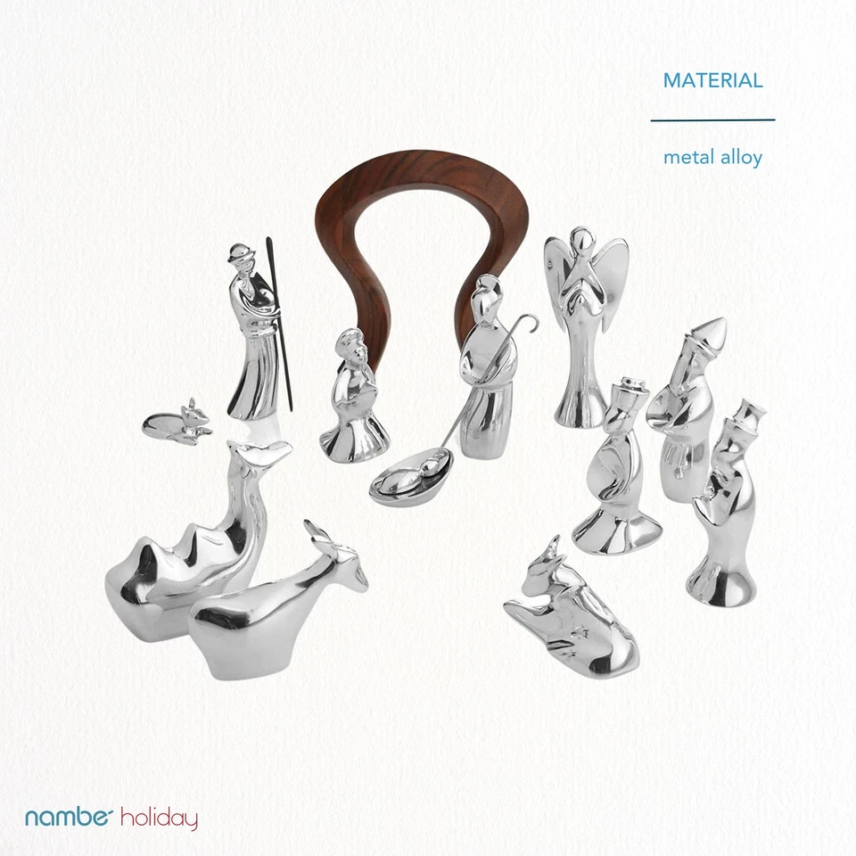 Nambe Sagrada Familia Belén Miniatura Set - 4 Piezas Belén de Navidad con José Foto 4 de 4