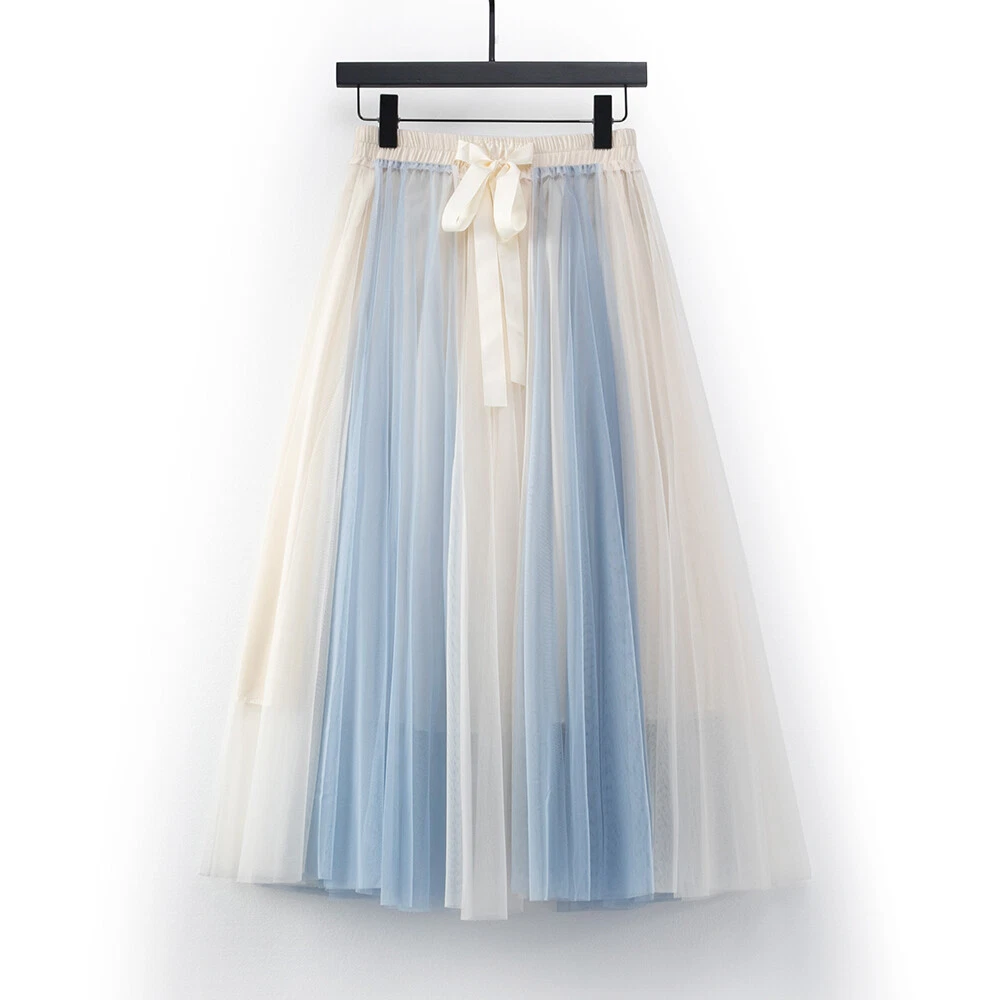 Bow Tulle Ball Gown Skirt Elegant High Waist Fairy Mesh A-line Skirt