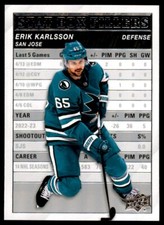Erik Karlsson 2023-24 Upper Deck Series 1 Stat Box Fillers RC #SB-4 San Jose