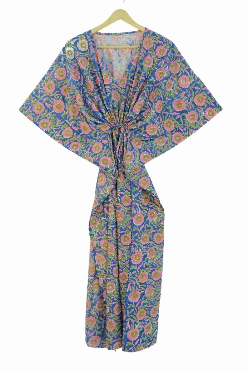 Indian Handmade Cotton caftan beach cover up kaftan Summer Wear Long kaftan .