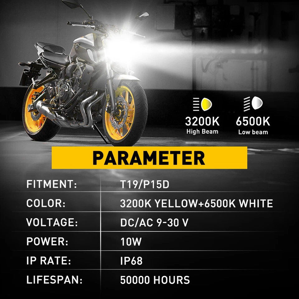 T19 Motorcycle P15D LED Bulb Amber/White 200% Brighter Plug and Play High Power - Image 2 of 4