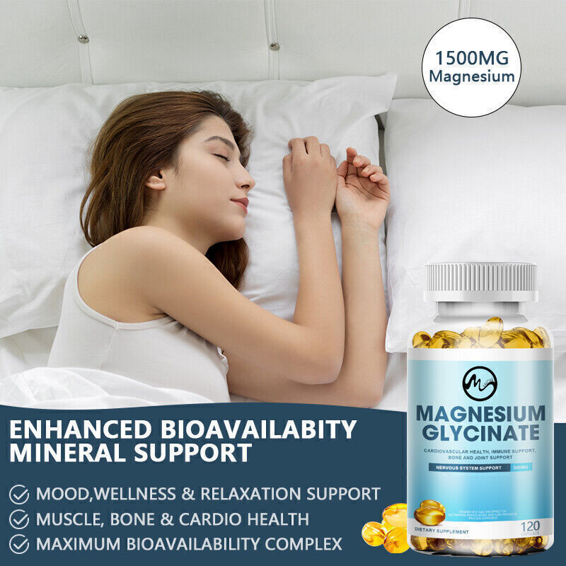 500MG Magnesium Glycinate High Absorption,Improved Sleep,Stress & Anxiety Relief