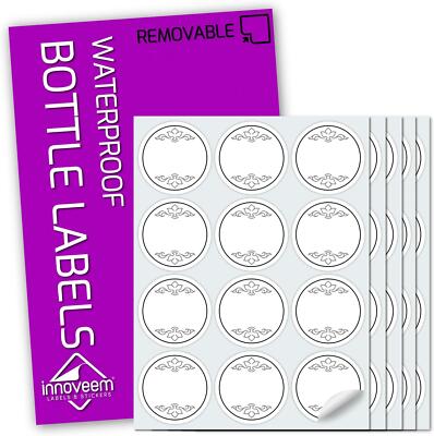 Etiketten für Gläser und Flaschen - 60 weiße wasserdichte Etiketten, 38 mm rund Premium für