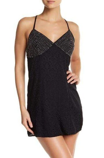 Free People BLACK Shooting Star Slip Dress, US Small
