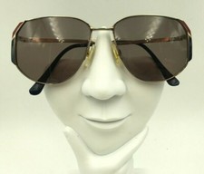 Vintage Marchon Navy Burgundy Gold Metal Oval Sunglasses FRAMES ONLY