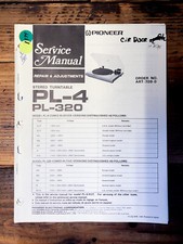 Pioneer PL-4 PL-320 Record Player / Turntable Service Manual Original