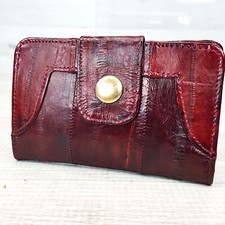 Vintage Eel Skin Keyholder Wallet w Coin Pouch Burgundy "Leather of the Sea"
