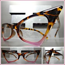 Exaggerated Retro Cat Eye Style EYE GLASSES Pointy Tortoise  Pink Fashion Frame