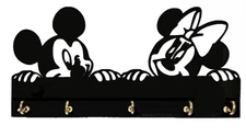 Mickey and Minnie Key Rack Hanger Holder Wall Mount 5 Hooks 1/8" MDF Mouse l