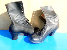 ANTIK Salamander Damen  20er 30er ? Jahre Schwarz rLeder Schuhe  True Vintage