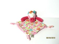 Maison Chic Horse Pink Flower Blanket Plush 15" Security Lovey Baby Cuddly Toy