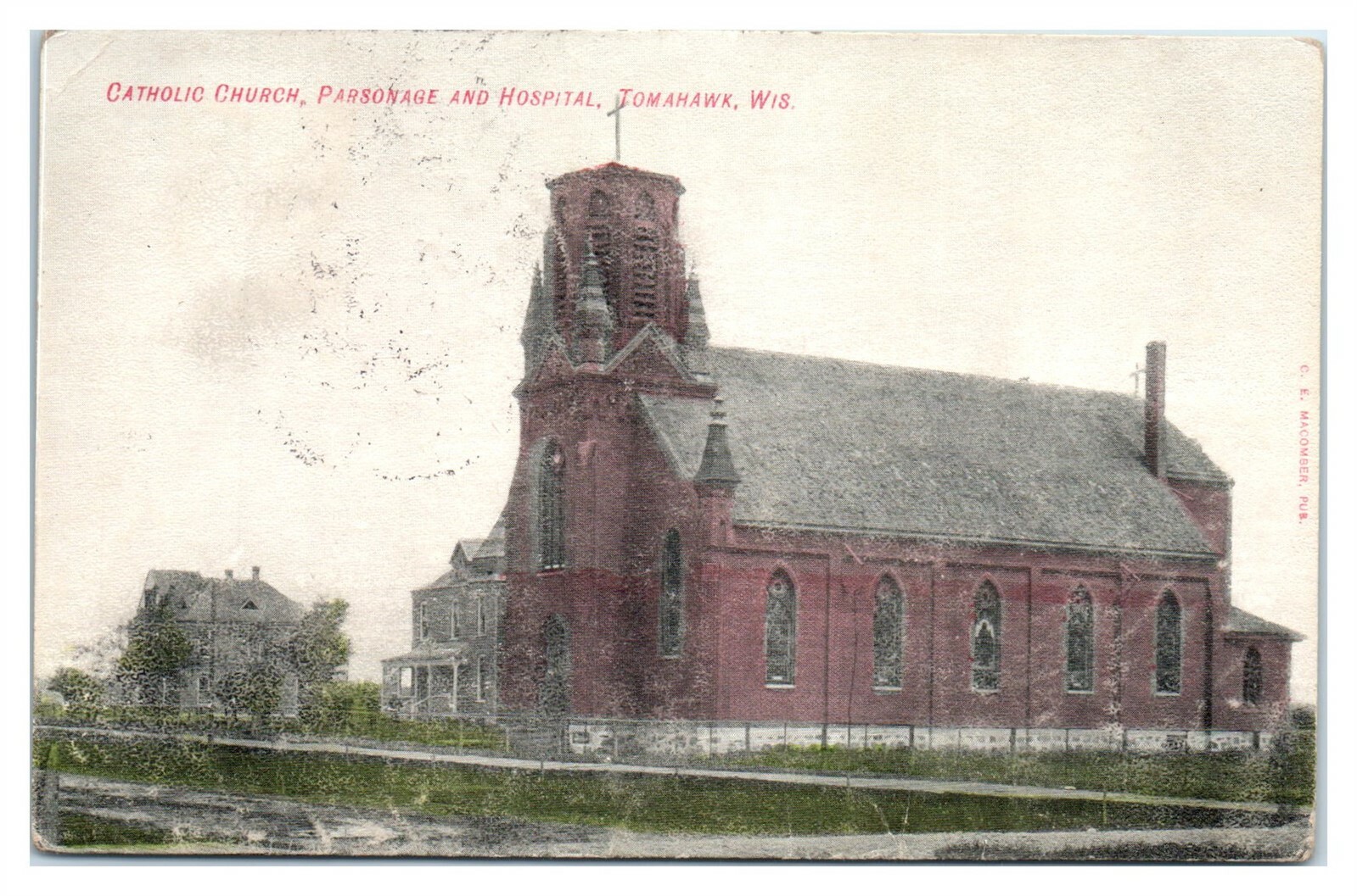 1907 Catholic Church, Parsonage and Hospital, Tomahawk, WI Postcard *6E(3)18 eBay