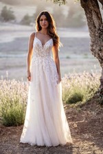 NWT Allure Romance Wedding Dress Ethereal Floral Tulle A-Line sz 14 Ivory R3611