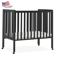 Lee Portable Folding Mini Crib with 1.5-Inch Mattress Black FREE SHIPPING USA
