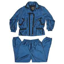 Vtg Casual Isle Track Suit 80s Nautical Nylon Blue Windbreaker Pant Unisex Sz M