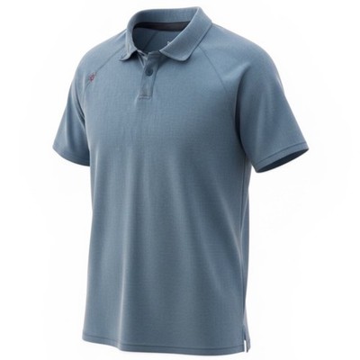 Rhone Commuter Polo Shirt Mens Small Blue Heather Performance  Red Stitch