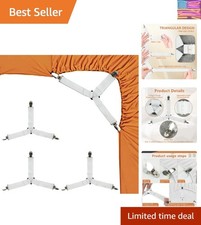 4PCS Bed Sheet Straps with Metal Clips, Adjustable Elastic Fitted Sheet Holde...