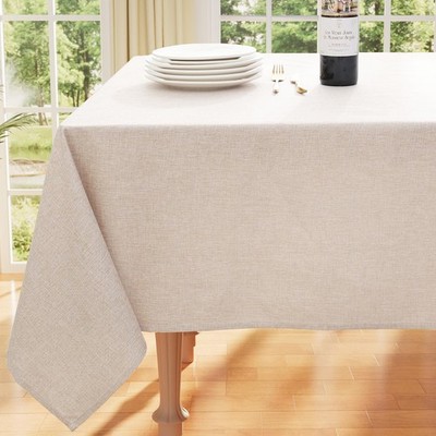 Smiry Rectangle Faux Linen Table Cloth, 102'' x 60'' (Rectangular), Tan 